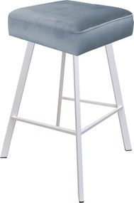 Hoker MAX krzesło barowe tkanina Welur podstawa metalowa : Kolor nogi - Biały profil, Kolor tkaniny - VELVET - BL06, Typ siedziska - Siedzisko stałe