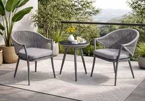Stylowy zestaw balkonowy Levante z aluminium - 2 krzesła, stolik kawowy