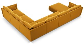 Musztardowy aksamitny narożnik (prawostronny/w kształcie litery U) Vanda – Mazzini Sofas
