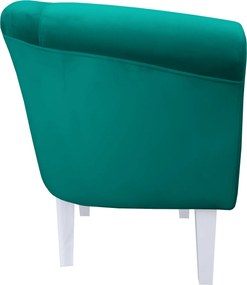 Fotel Milo tkanina Welur wygodny fotel tapicerowany do salonu i sypialni : Kolor nogi - Biała, Kolor tkaniny - VELVET - MG20, Wysokość nogi - 20 cm