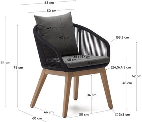 Czarny drewniany fotel ogrodowy Portalo – Kave Home