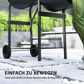 Outsunny Grill węglowy ze stali BBQ Smoker z pokrywą, termometrem, kołami, dopływem powietrza i wanienką na węgiel