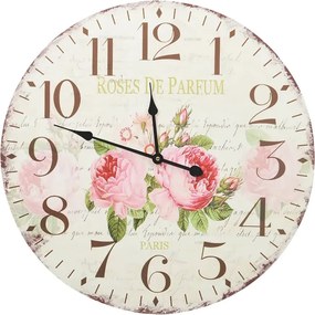 Ścienny zegar w stylu vintage z kwiatami 60 cm N6-H62