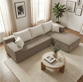 Coco Living Sofa do salonu Luna 3-osobowa – piaskowy biały prawa