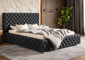 Łóżko tapicerowane Peoria z pojemnikiem stelażem pikowane nowoczesne 90-200x200 cm