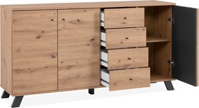 Komoda z lamelami Medan 3D4S dąb artisan/antracyt