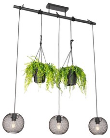 Industrialna lampa wisząca czarna 3-światłowa - FlorPrzemysłowy Oswietlenie wewnetrzne