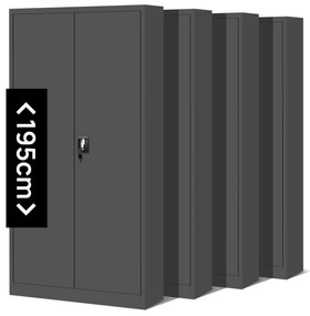 Zestaw 4x biurowa szafa metalowa na akta JAN H, 900 x 1950 x 400 mm, antracytowa