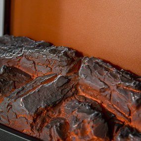 HOMCOM Elektryczny kominek z ogrzewaniem, 1800 W kominek elektryczny z efektem płomienia LED