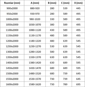 Mexen Exo drzwi prysznicowe uchylne 155 cm, transparent, czarne - 819-155-000-70-00