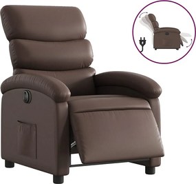 Fotel Rekreacyjny Elektryczny Brązowa Skóra Ekologiczna z Funkcją Automatycznego Nachylenia