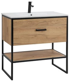 Szafka łazienkowa z umywalką dąb craft - Favero 3S 80 cm