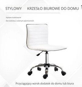 HOMCOM Fotel Fryzjerski Krzesło Salonowe Obrotowe Oparcie Regulacja Wysokości Stal PU Białe | Aosom PL