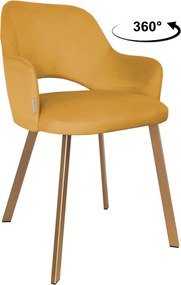 Krzesło Milano tkanina Welur noga metalowa : Kolor nogi - Złota profil, Kolor tkaniny - VELVET - MG15, Typ siedziska - Siedzisko obrotowe 360°