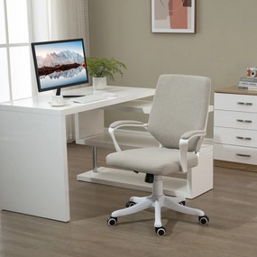 Vinsetto Fotel biurowy obrotowy z regulacją wysokości grubo wyściełany beżowo-biały poliester | Aosom PL