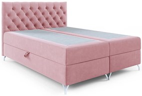 Różowe welurowe łóżko kontynentalne 5 rozmiarów - Lunavello 4X