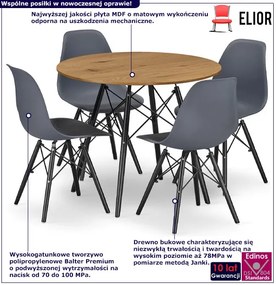 Okrągły stół dąb 80 cm w zestawie z 4 krzesłami do jadalni - Nadikos 5X 2 kolory