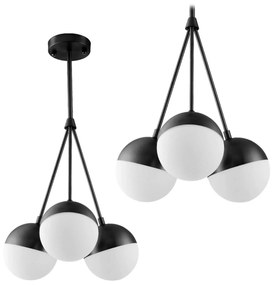 Lampa Wisząca Szklana Kula Mleczna APP687-3CP Czarna