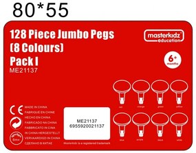 Masterkidz kolorowe kołeczki jumbo do tablicy stem 128 szt. - 8 kolorów