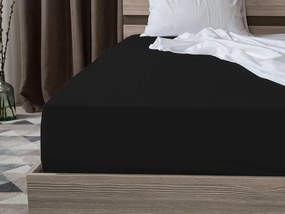 PrzytulneMieszkanie.pl Prześcieradło Jersey HIGHFIT czarne 90 x 200 cm