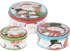 Zestaw 3 blaszanych puszek świątecznych Santa's Friends