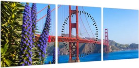 Obraz - Most Golden Gate, San Francisco (z zegarem) (90x30 cm)