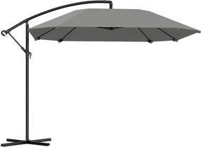 Outsunny Parasol Cantilever Alu Ø 260 cm, Wodoodporny z Podstawą, Korbką, Ciemnoszary