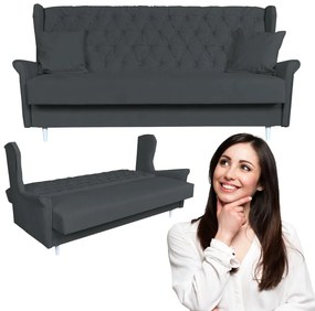 Duża KANAPA sofa rozkładana wersalka USZAK ciemnoszara GAJA Family Meble