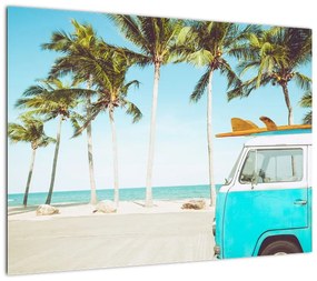 Obraz - Vintage van na plaży (70x50 cm)
