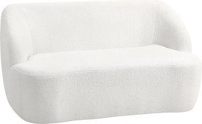 HOMCOM Sofa 2-osobowa, zaokrąglony design, kanapa z pokryciem fleece, do salonu, sypialni, biura, Kremowy