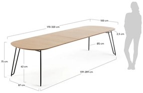 Rozkładany stół w dekorze dębu 100x170 cm Novac – Kave Home