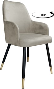 Krzesło WESTA tkanina Welur noga metalowa elegancki styl loftowy : Kolor nogi - Czano-złota stożek, Kolor tkaniny - VELVET - MG09, Typ siedziska - Siedzisko obrotowe 360°
