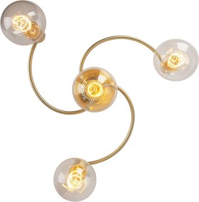 Lampa sufitowa w stylu art deco mosiądz 4-światłowa - Facil