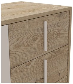 Szara niska komoda w dekorze dębu 140x80 cm Millay – Marckeric