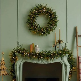 Wieniec świąteczny "Madame" z mikro diodami LED za drzwiczkami, z PE, z efektem prawdziwego dotyku, 45 cm