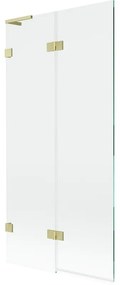 Mexen Lunar L parawan nawannowy 2-skrzydłowy lewy 90 x 150 cm, transparent, złoty szczotkowany - 897L-090-100-55-00-L