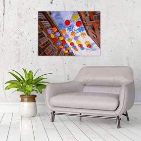 Obraz kolorowych parasoli (70x50 cm)