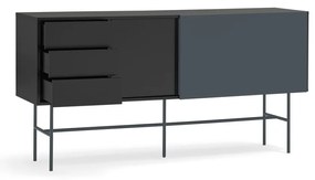 Czarno-antracytowa niska komoda z drzwiami przesuwnymi 180x91 cm Nube – Teulat