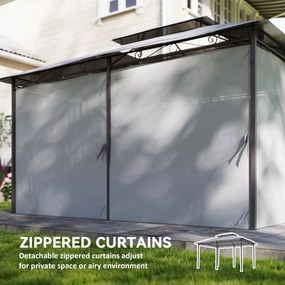 Outsunny Pawilon Ogrodowy, Zewnętrzny Pawilon z Zasłonami, Dwupoziomowy Dach, Ciemnoszary | Aosom PL