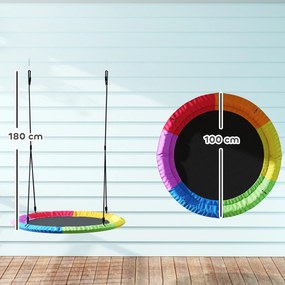 AIYAPLAY Huśtawka Gniazdo Regulowana do 300 kg z Regulowanymi Linami 100 x 100 x 180 cm Wielokolorowa | Aosom PL