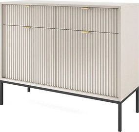 Komoda: 2 szuflady, 2 drzwi, kaszmir, czarny, 104 x 83 x 39 cm, złote uchwyty