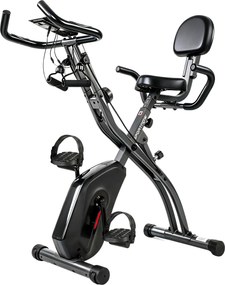 SPORTNOW Rower treningowy 3 w 1 Składany Cichy Leżący ergometr z monitorem LCD Bluetooth Czujnik tętna Taśmy oporowe | Aosom PL