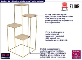 Stojący kwietnik z metalowym stelażem złoty + dąb sonoma Orchidea 5X