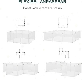 Kojec DIY dla szczeniąt 12 paneli łatwy montaż przestronny biały 105x105x45cm | Aosom PL