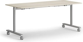 Mobilny stół MATCH, 180x80 cm, szara podstawa, dąb naturalny