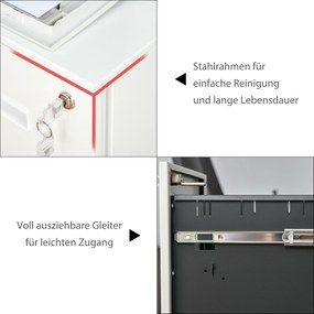 Vinsetto Rollcontainer Biurowy z Uniwersalnymi Kółkami Biały 39x48x67cm Przechowywanie Dokumentów | Aosom PL