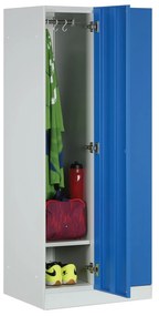 Szafka ubraniowa obniżona, 2-drzwiowa, 1500 x 600 x 500 mm, zamek RFID, drzwi niebieskie