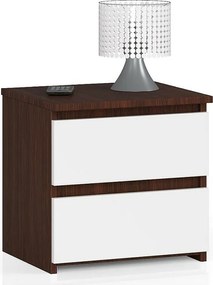 Szafka nocna AKORD CL2 Wenge 40 cm 2 szuflady kolor Biały mat 40x35x40 cm