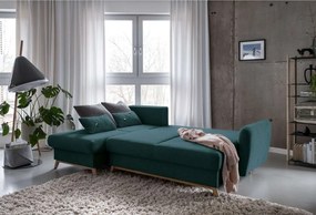 Turkusowy narożnik rozkładany Miuform Scandic Lagom, lewostronny