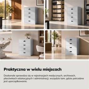 Szafa kartotekowa metalowa z 4 szufladami szara, 900x1320x600 mm: SARA XL V4
